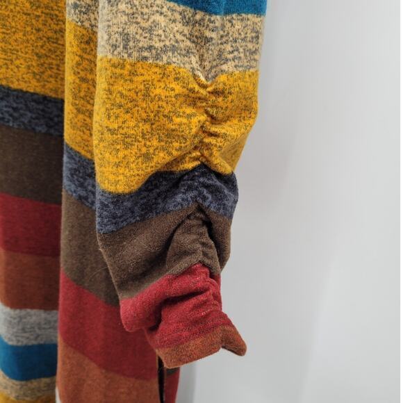 Robert Louis Striped Stretchy Boat Neck Scrunch Sleeve Midi ALine Dress - Picture 11 of 14